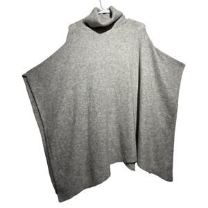 Just Fab Silver Turtleneck Poncho Gray OS Winter Cowlneck Boho Batwing Cozy
